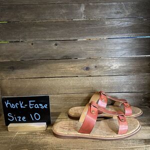 New $120 NIB Womens Kork-Ease Basel T-Strap Leather Slides Sandals Size 10 M
